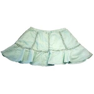 Sunsations Y2K Flirty Skirt Crochet Lined Cotton Mint Green Women's XL 15"L